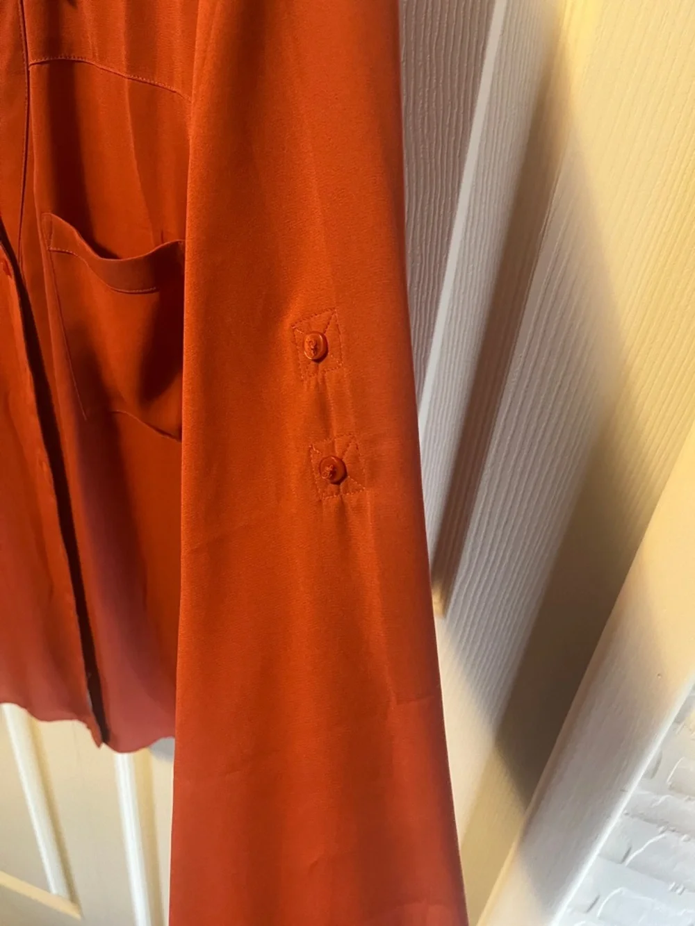 Express Rust-Red Button Front Blouse - Picture 4 of 6
